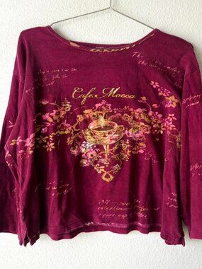 Women's XL Top y2k 2000s Vintage Jane Ashley Rhinestone Tee